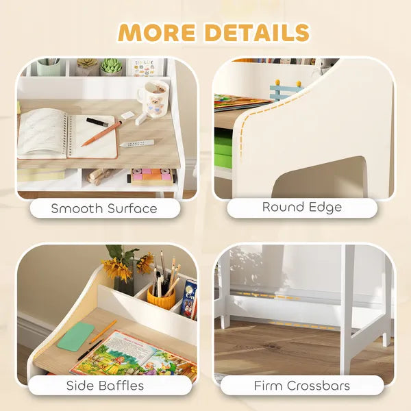 Kids Desk and Chair Set with Storage and Shelves, for Bedroom and Study Room, Gift for 3-8 Years Old, Natural Wood - product image 7