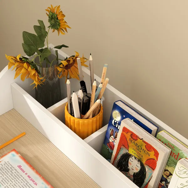 Kids Desk and Chair Set with Storage and Shelves, for Bedroom and Study Room, Gift for 3-8 Years Old, Natural Wood - product image 9
