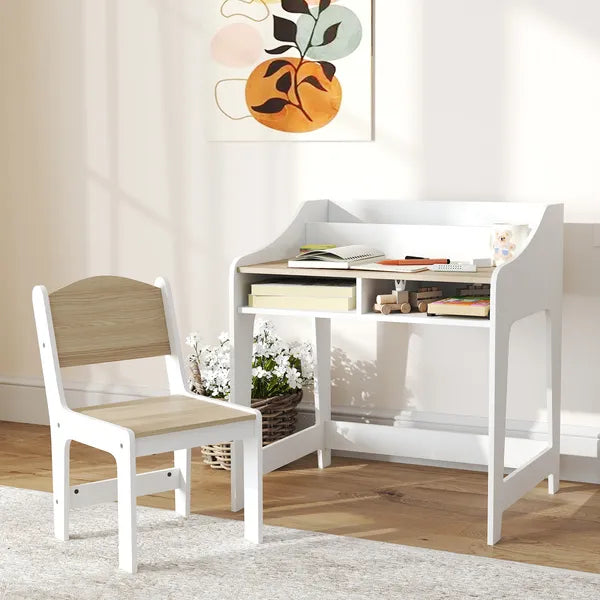 Kids Desk and Chair Set with Storage and Shelves, for Bedroom and Study Room, Gift for 3-8 Years Old, Natural Wood - product image 10