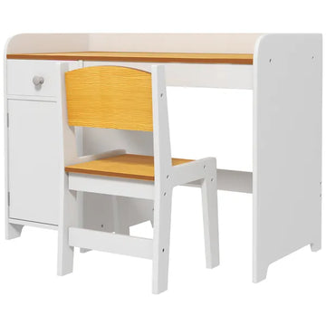 Kids Desk and Chair Set with Storage, White Study Desk for School, Student Writing Desk - product image 1