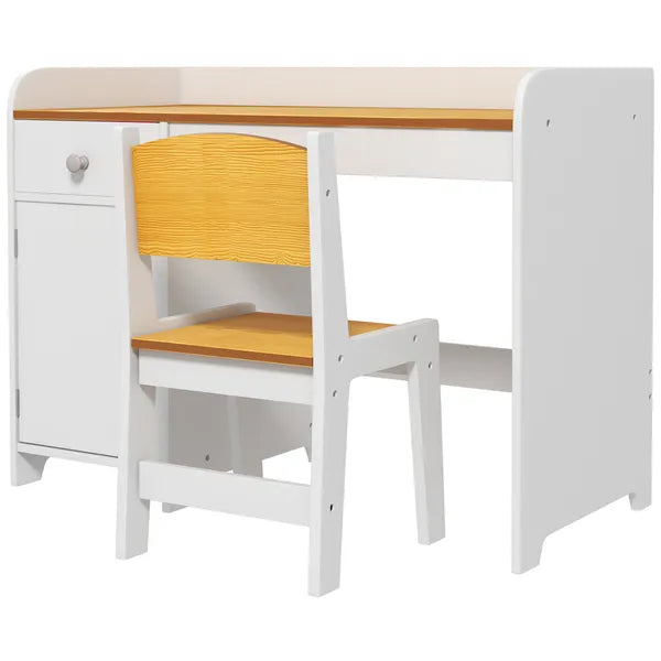 Kids Desk and Chair Set with Storage, White Study Desk for School, Student Writing Desk - product image 1