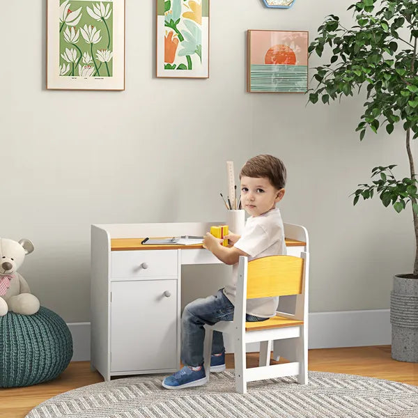 Kids Desk and Chair Set with Storage, White Study Desk for School, Student Writing Desk - product image 2