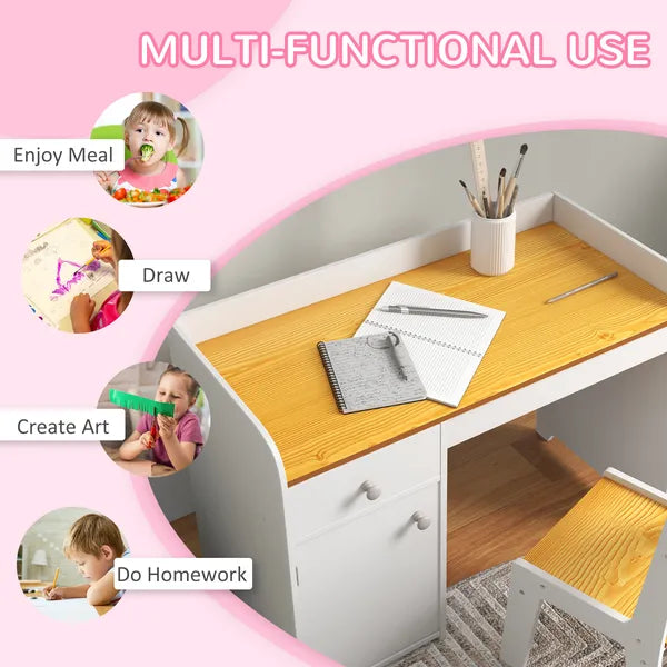 Kids Desk and Chair Set with Storage, White Study Desk for School, Student Writing Desk - product image 5