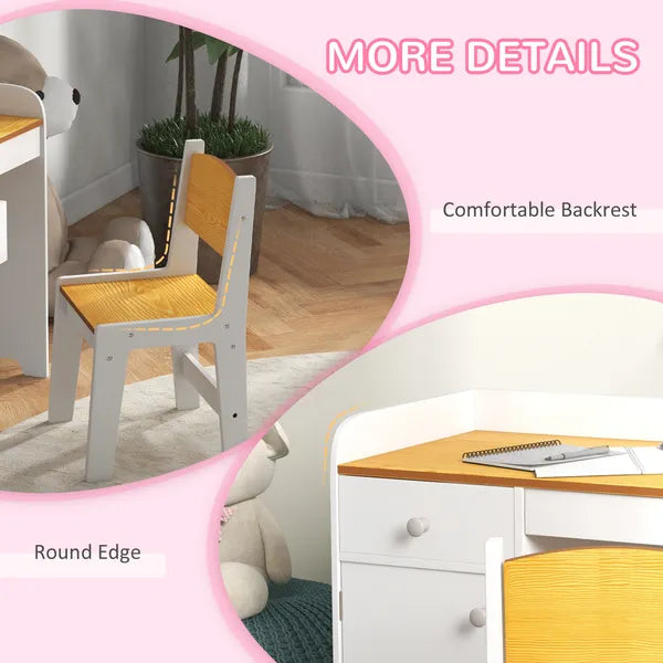 Kids Desk and Chair Set with Storage, White Study Desk for School, Student Writing Desk - product image 7