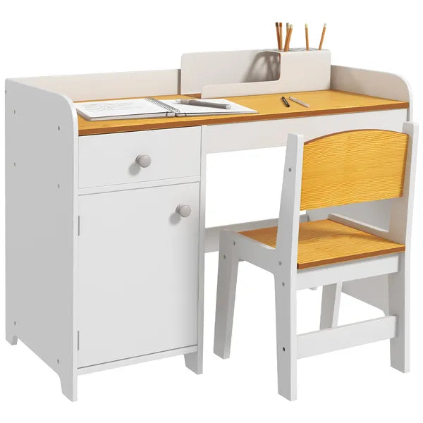 Kids Desk and Chair Set with Storage, White Study Desk for School, Student Writing Desk - product image 11