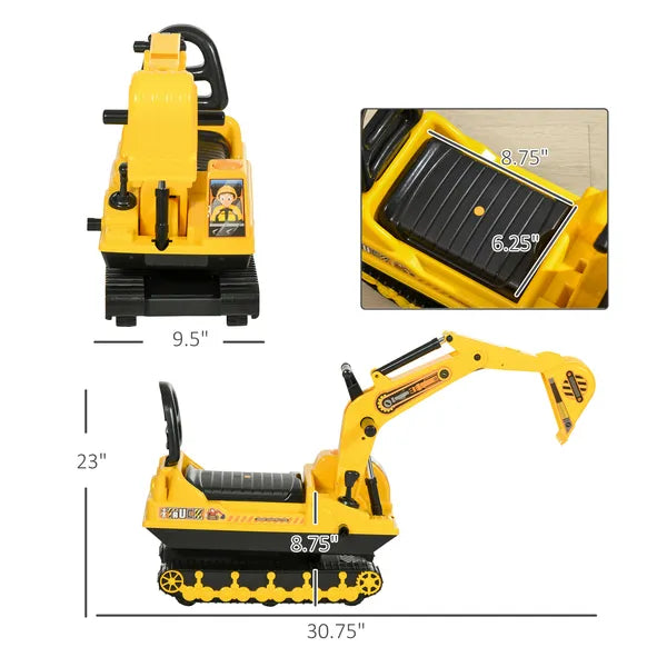 Kids Excavator Toy with Rotatable Digging and Storage Bucket, Kids Ride-on Construction Car for 3-8 Years Old, Yellow and Black - product image 3