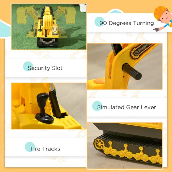 Kids Excavator Toy with Rotatable Digging and Storage Bucket, Kids Ride-on Construction Car for 3-8 Years Old, Yellow and Black - product image 5