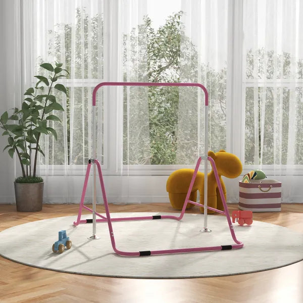 Qaba Kids Folding Gymnastics Bar, Adjustable Height, Bubble Gum Pink - product image 10