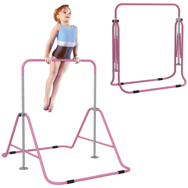 Qaba Kids Folding Gymnastics Bar, Adjustable Height, Bubble Gum Pink - product image 11