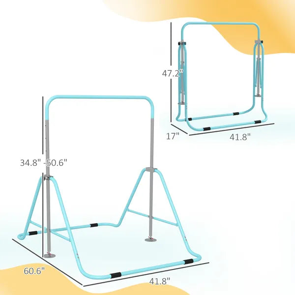 Kids Folding Gymnastics Bar, Adjustable Height, Vibrant Green - product image 3