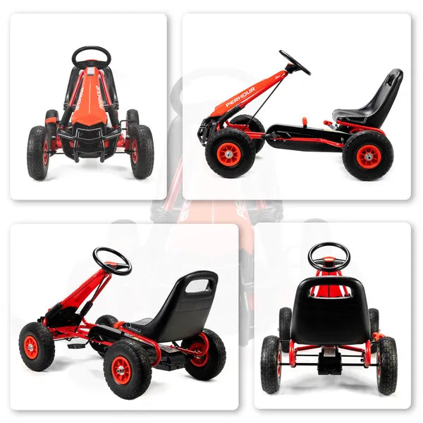 Kids Go Kart, Pedal Car with Adjustable Seat, EVA Wheels, Brake, for Boys and Girls Aged 3-8 Years Old, Red - product image 9