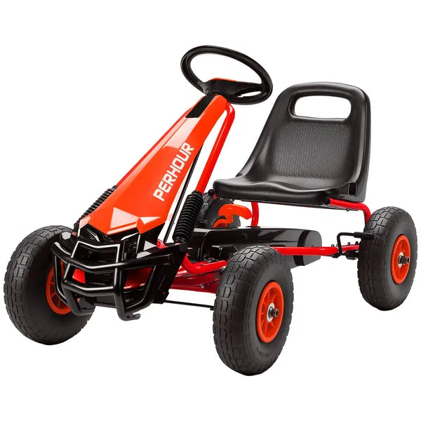 Kids Go Kart, Pedal Car with Adjustable Seat, EVA Wheels, Brake, for Boys and Girls Aged 3-8 Years Old, Red - product image 1
