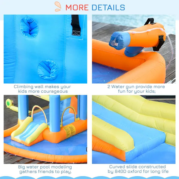 Outsunny Kids Inflatable Water Slide 5-in-1 Bounce House Water Park Jumping Castle with Water Pool, Slide, Climbing Walls and 450W Air Blower - product image 7