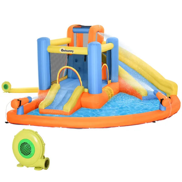 Outsunny Kids Inflatable Water Slide 5-in-1 Bounce House Water Park Jumping Castle with Water Pool, Slide, Climbing Walls and 450W Air Blower - product image 11