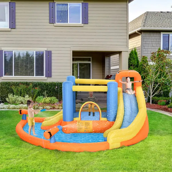 Outsunny Kids Inflatable Water Slide 5-in-1 Bounce House Water Park Jumping Castle with Water Pool, Slide, Climbing Walls and 450W Air Blower - product image 16