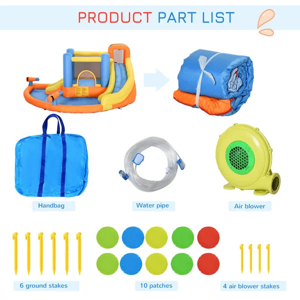 Outsunny Kids Inflatable Water Slide 5-in-1 Bounce House Water Park Jumping Castle with Water Pool, Slide, Climbing Walls and 450W Air Blower - product image 5