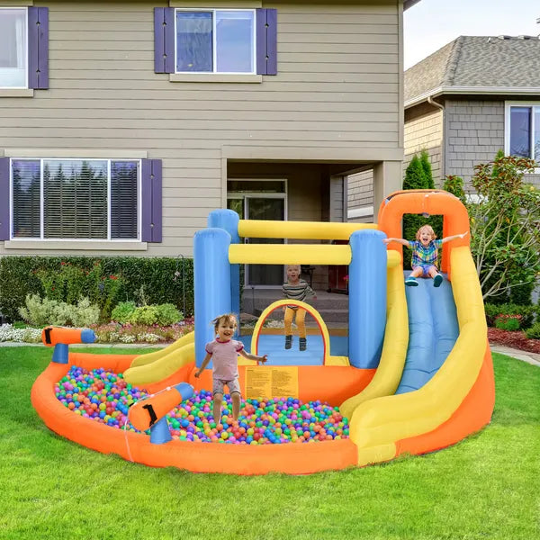 Outsunny Kids Inflatable Water Slide 5-in-1 Bounce House Water Park Jumping Castle with Water Pool, Slide, Climbing Walls and 450W Air Blower - product image 10
