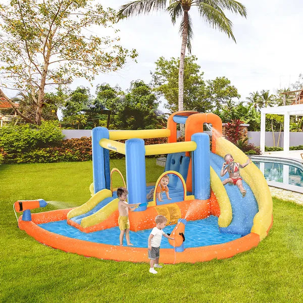 Outsunny Kids Inflatable Water Slide 5-in-1 Bounce House Water Park Jumping Castle with Water Pool, Slide, Climbing Walls and 450W Air Blower - product image 2