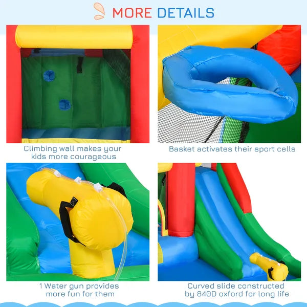 Outsunny 5-in-1 Kids Inflatable Water Slide Bounce House with Pool and 450W Air Blower - product image 8