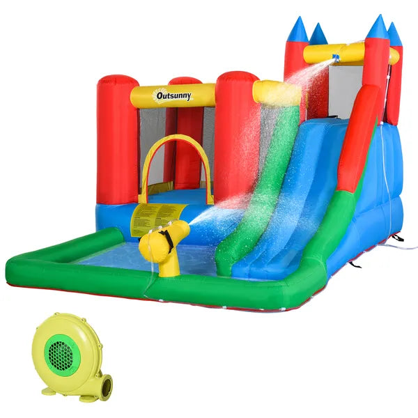 Outsunny 5-in-1 Kids Inflatable Water Slide Bounce House with Pool and 450W Air Blower - product image 11