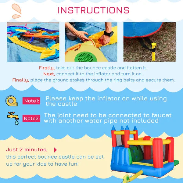 Outsunny 5-in-1 Kids Inflatable Water Slide Bounce House with Pool and 450W Air Blower - product image 5