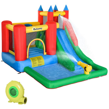 Outsunny 5-in-1 Kids Inflatable Water Slide Bounce House with Pool and 450W Air Blower - product image 1