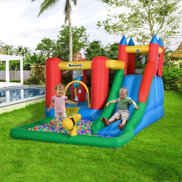 Outsunny 5-in-1 Kids Inflatable Water Slide Bounce House with Pool and 450W Air Blower - product image 10