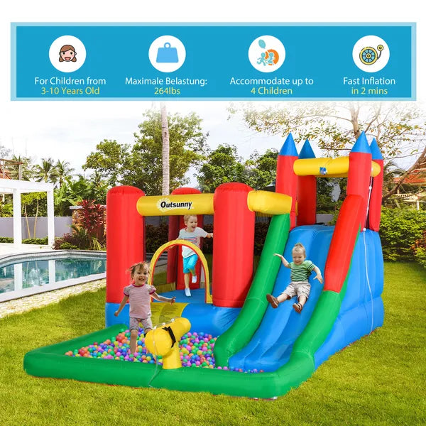 Outsunny 5-in-1 Kids Inflatable Water Slide Bounce House with Pool and 450W Air Blower - product image 7