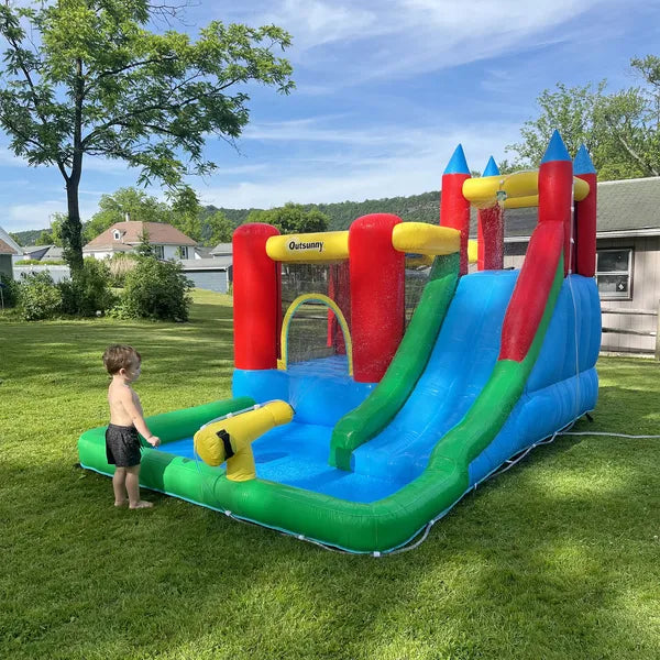 Outsunny 5-in-1 Kids Inflatable Water Slide Bounce House with Pool and 450W Air Blower - product image 9