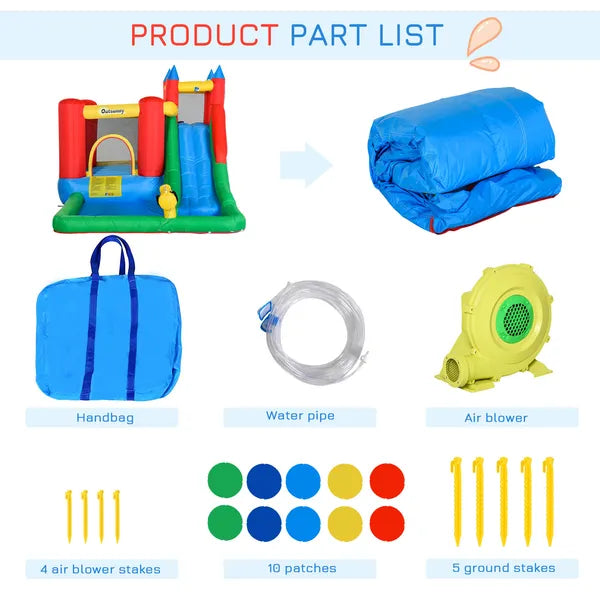 Outsunny 5-in-1 Kids Inflatable Water Slide Bounce House with Pool and 450W Air Blower - product image 6