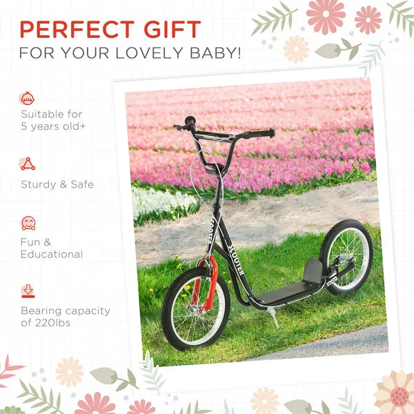 Kids Kick Scooter, Black, Adjustable Handlebar, Dual Rear Brakes, Inflatable Wheels - product image 5