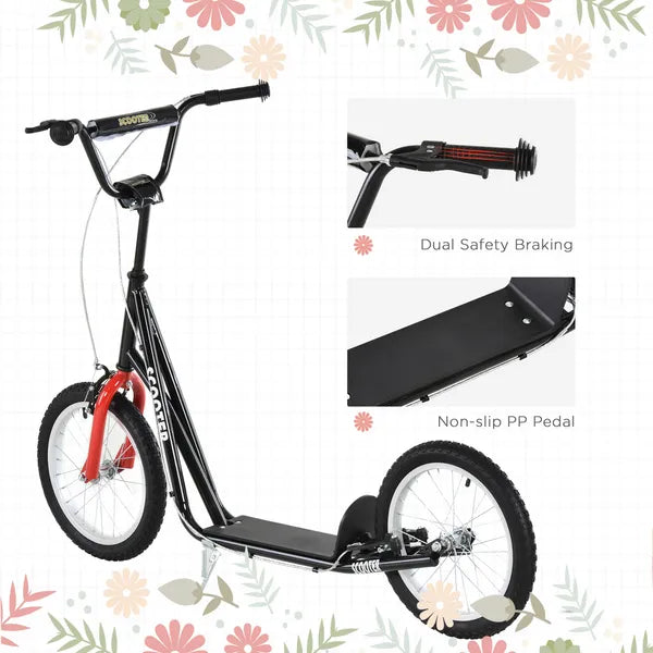 Kids Kick Scooter, Black, Adjustable Handlebar, Dual Rear Brakes, Inflatable Wheels - product image 7
