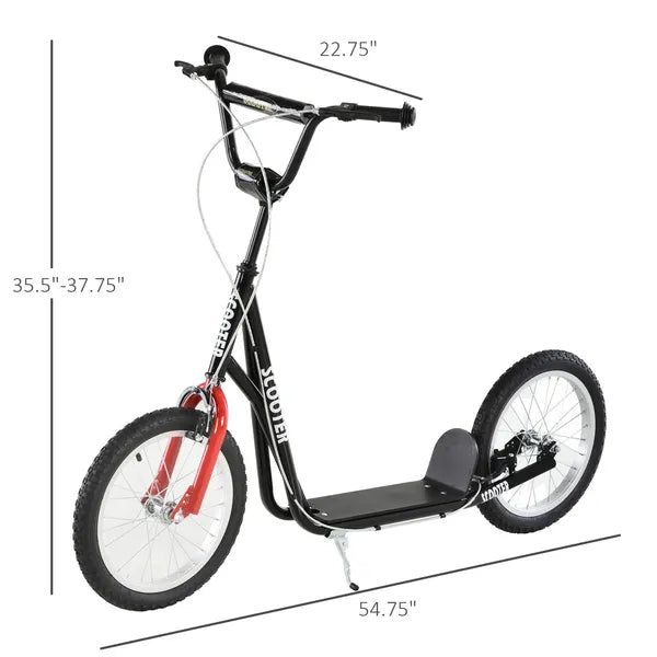 Kids Kick Scooter, Black, Adjustable Handlebar, Dual Rear Brakes, Inflatable Wheels - product image 3