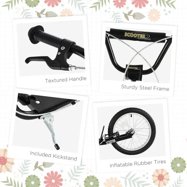 Kids Kick Scooter, Black, Adjustable Handlebar, Dual Rear Brakes, Inflatable Wheels - product image 6