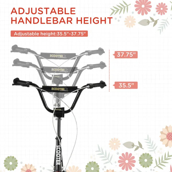 Kids Kick Scooter, Black, Adjustable Handlebar, Dual Rear Brakes, Inflatable Wheels - product image 4