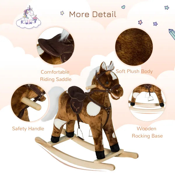 Kids Metal Plush Rocking Horse with Nursery Rhyme Music, Soothing and Entertaining Rocker for Boys and Girls, Dark Brown - product image 5