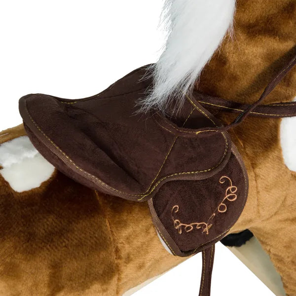 Kids Metal Plush Rocking Horse with Nursery Rhyme Music, Soothing and Entertaining Rocker for Boys and Girls, Dark Brown - product image 8