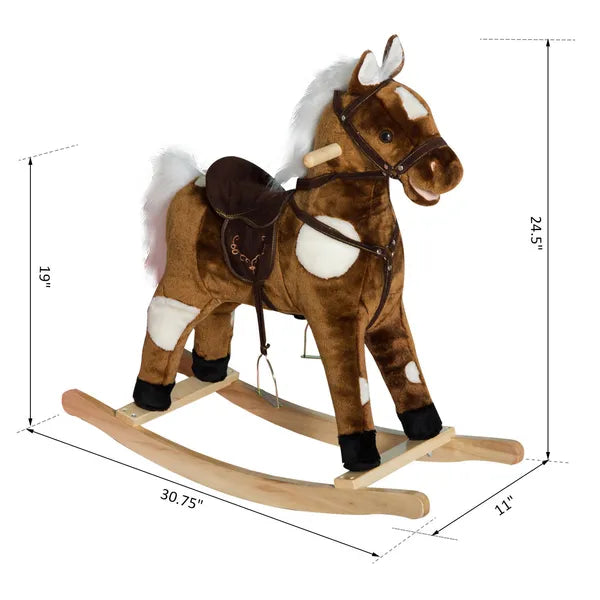 Kids Metal Plush Rocking Horse with Nursery Rhyme Music, Soothing and Entertaining Rocker for Boys and Girls, Dark Brown - product image 3