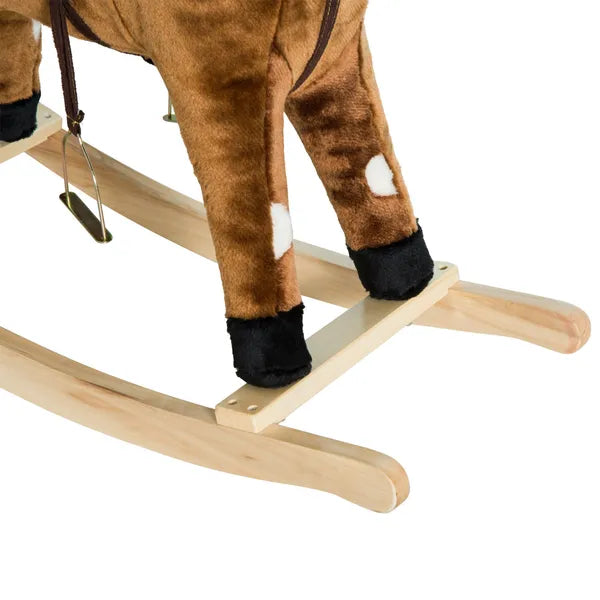 Kids Metal Plush Rocking Horse with Nursery Rhyme Music, Soothing and Entertaining Rocker for Boys and Girls, Dark Brown - product image 9