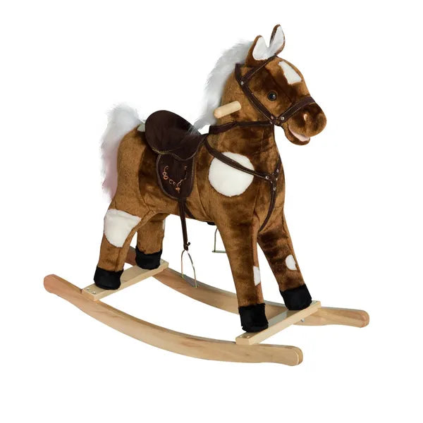 Kids Metal Plush Rocking Horse with Nursery Rhyme Music, Soothing and Entertaining Rocker for Boys and Girls, Dark Brown - product image 12