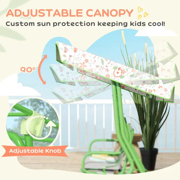 Kids Patio Swing Chair with Adjustable Canopy, Safety Belt for Patio, Garden, Poolside, Balcony, Green - product image 5