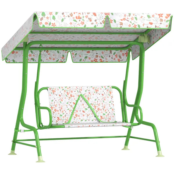 Kids Patio Swing Chair with Adjustable Canopy, Safety Belt for Patio, Garden, Poolside, Balcony, Green - product image 11