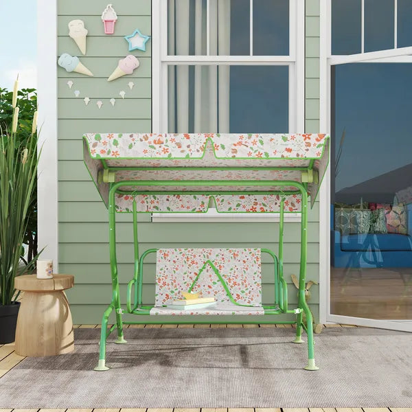 Kids Patio Swing Chair with Adjustable Canopy, Safety Belt for Patio, Garden, Poolside, Balcony, Green - product image 8