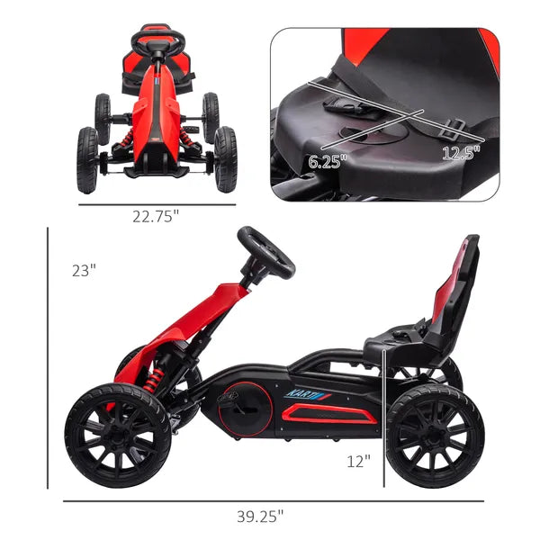 Kids Pedal Go Kart Outdoor Ride-on Toy with Adjustable Seat Swing Axle Handbrake Red for Boys and Girls 3-8 Years - product image 3