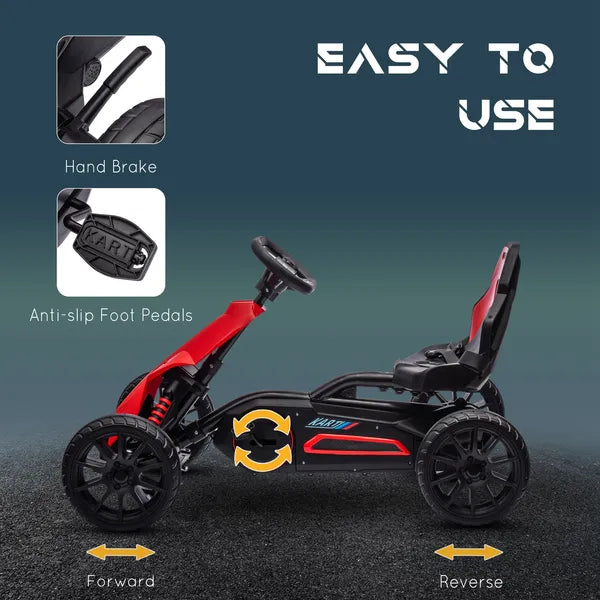 Kids Pedal Go Kart Outdoor Ride-on Toy with Adjustable Seat Swing Axle Handbrake Red for Boys and Girls 3-8 Years - product image 5