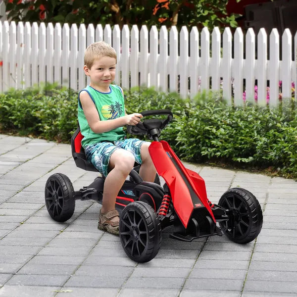 Kids Pedal Go Kart Outdoor Ride-on Toy with Adjustable Seat Swing Axle Handbrake Red for Boys and Girls 3-8 Years - product image 2