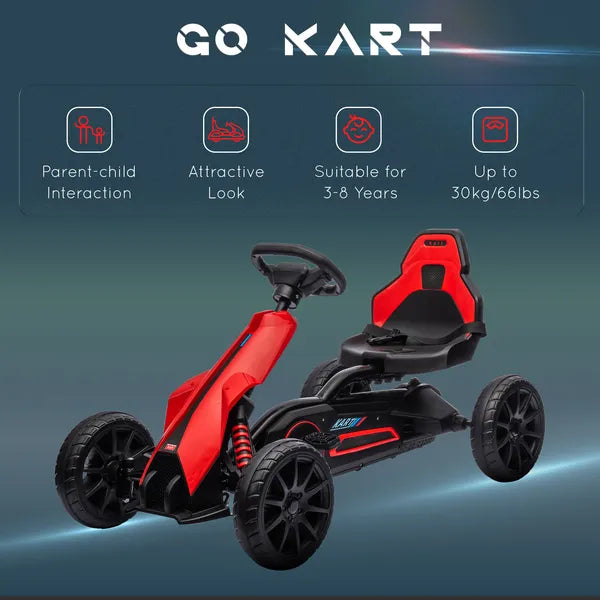 Kids Pedal Go Kart Outdoor Ride-on Toy with Adjustable Seat Swing Axle Handbrake Red for Boys and Girls 3-8 Years - product image 7