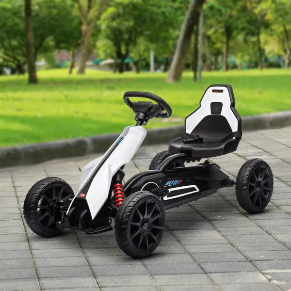 Kids Pedal Go Kart Outdoor Ride-on Toy with Adjustable Seat Swing Axle Handbrake White for Boys and Girls 3-8 Years - product image 10