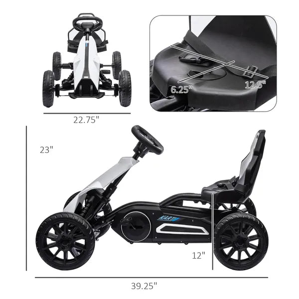 Kids Pedal Go Kart Outdoor Ride-on Toy with Adjustable Seat Swing Axle Handbrake White for Boys and Girls 3-8 Years - product image 3