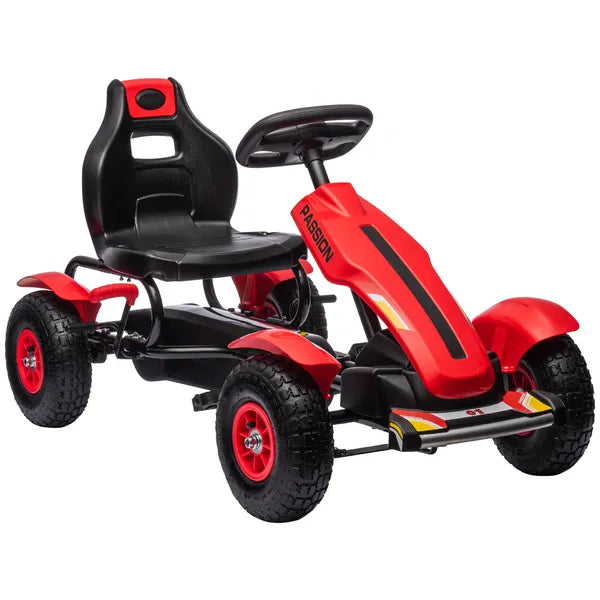 Kids Pedal Go Kart with Adjustable Seat, Rubber Wheels, Red - product image 11